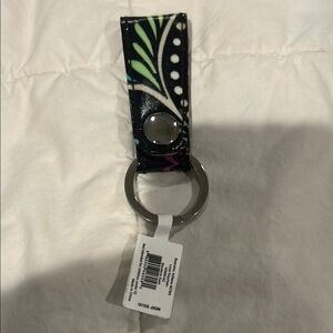 Black and Green Keychain with Silver Ring